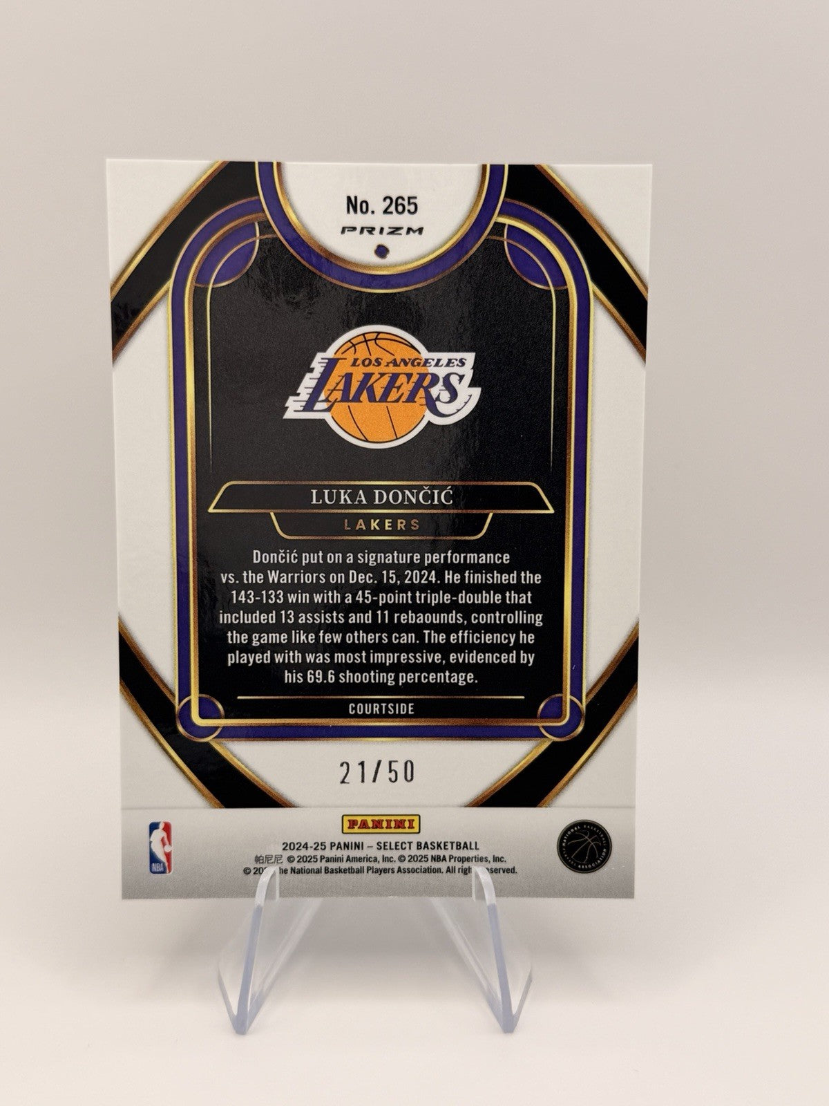 2024-25 Prizm Select Luka Doncic Green Courtside Prizm/50 Los Angeles Lake