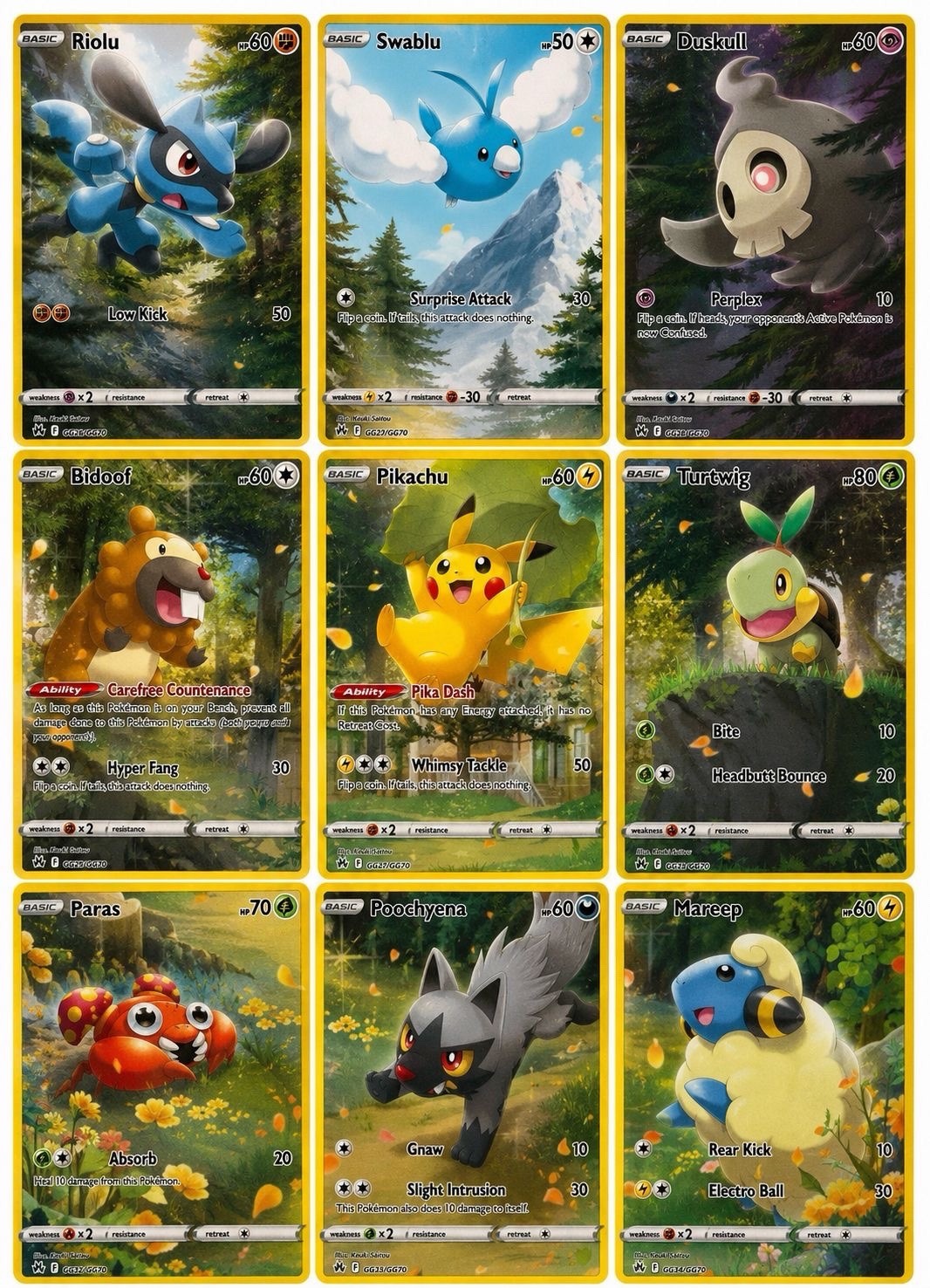 Crown Zenith Galarian Gallery NM Full Art Set 9 GG26 - GG34 Pikachu Pokémon TCG
