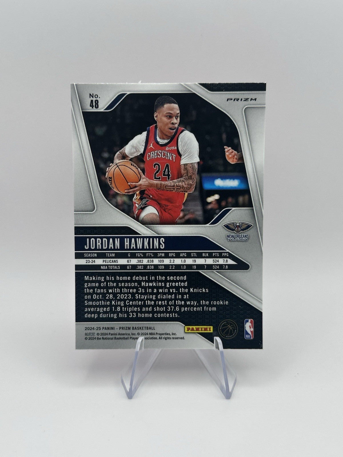 2024-25 Panini Prizm #48 Jordan Hawkins Pink Ice New Orleans Pelicans NBA Card