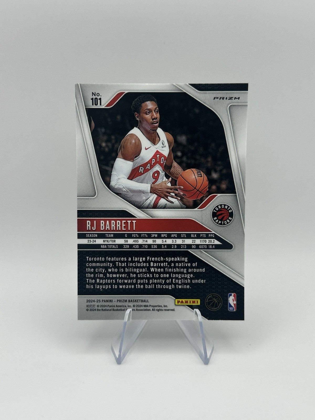 2024-25 Panini Prizm Green Ice Prizm #101 RJ Barrett Toronto Raptors NBA Card