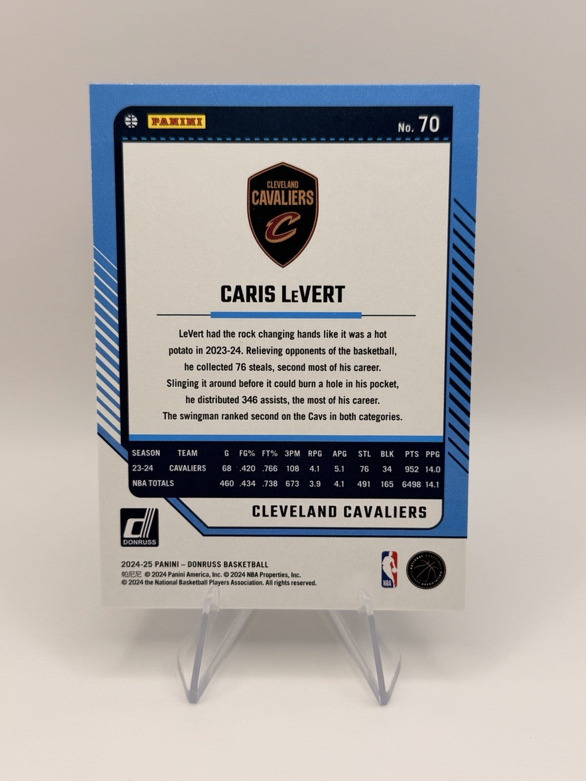 2024-25 Panini Donruss Caris LeVert Green Laser Parallel Cleveland Cavaliers #70