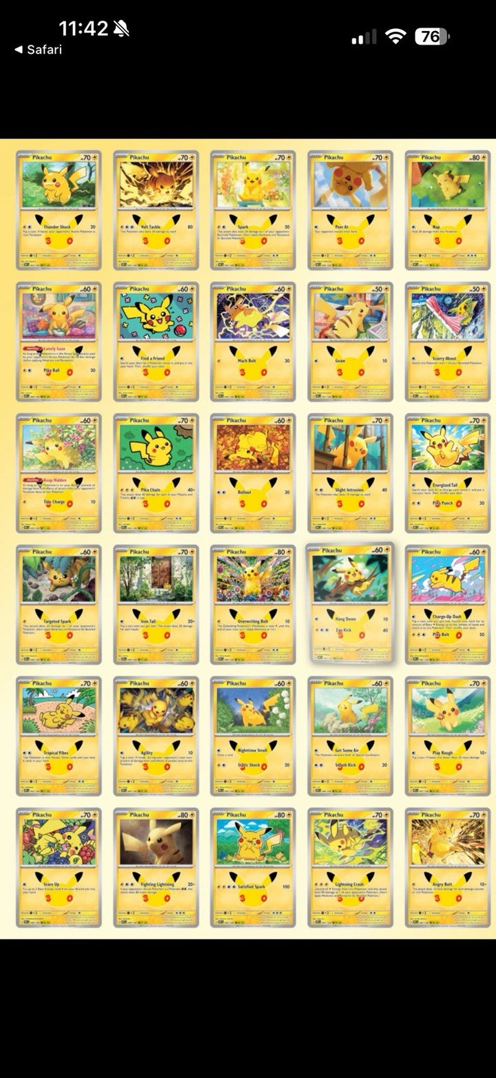 Pokemon Japanese 30th Anniversary Pikachu Complete Set + 2 ex 32 Cards