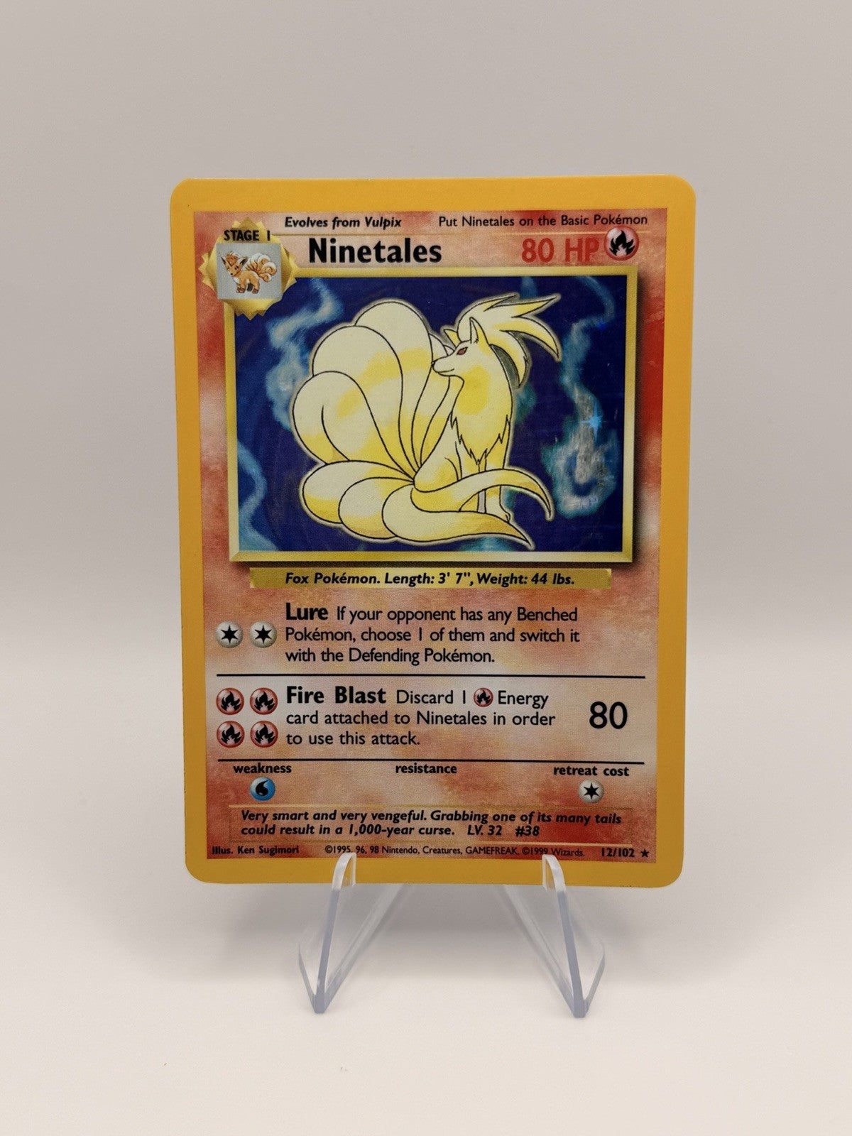 1999 Pokemon Base Set Ninetales 12/102 Holo Rare Vintage WOTC English
