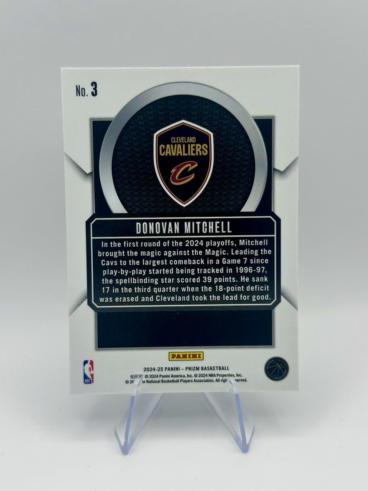 2024-25 Panini Prizm Donovan Mitchell #3 Talisman Cleveland Cavali NBA Card