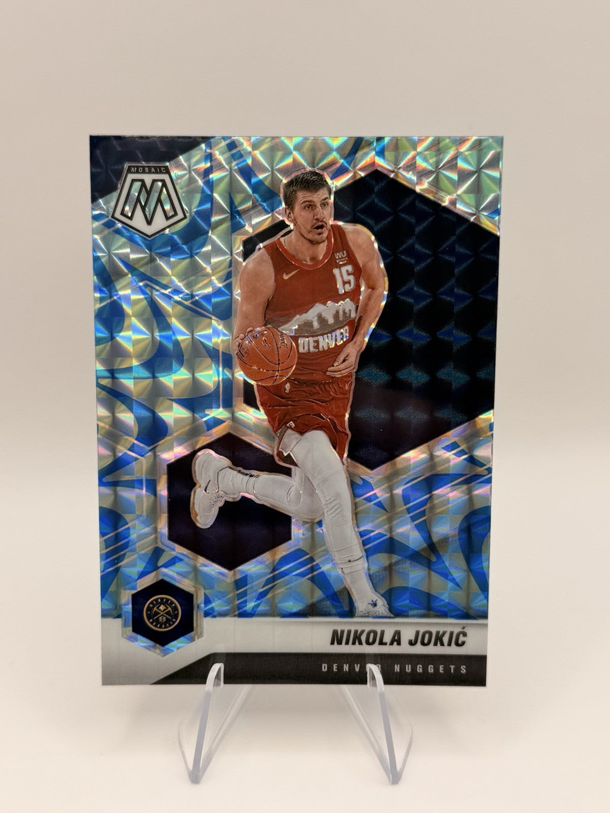 2020-21 Panini Mosaic Nikola Jokic Blue Reactive Nuggets MVP #21 Prizm NM