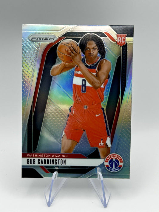 2024-25 Panini Prizm Prizm Bub Carrington Silver Prizm RC Wizards #244 NBA Card
