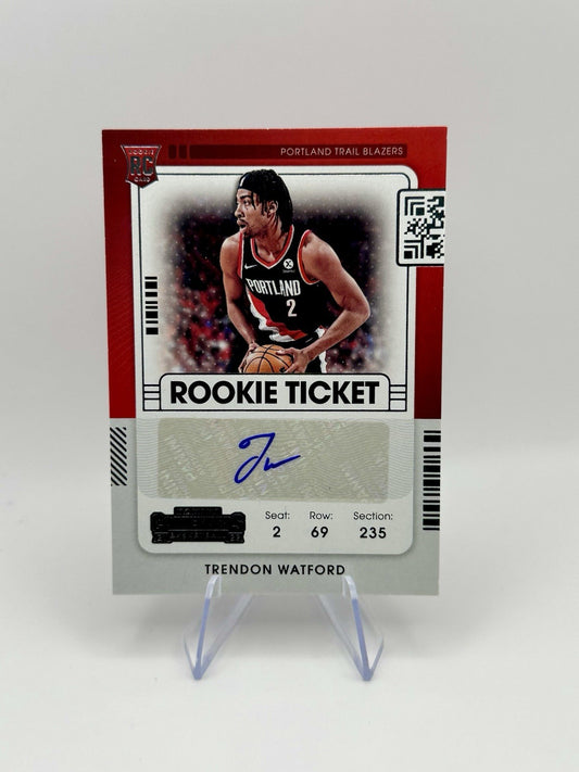 Panini Contenders Trendon Watford RC Auto RC Ticket Portland Trail Blazers