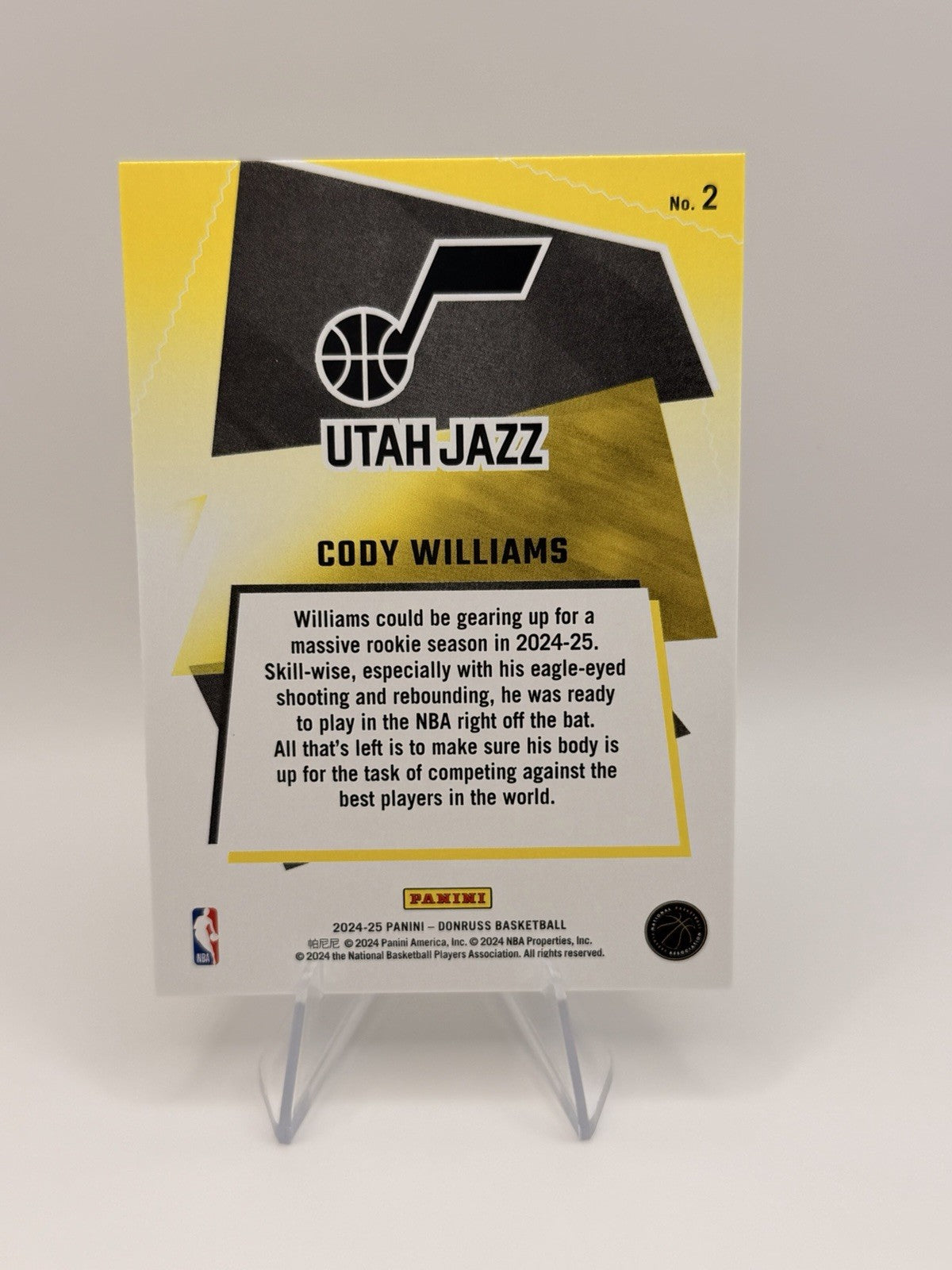 2024-25 Panini Donruss Cody Williams Rookie RC Great X-Pectations Insert Jazz #2