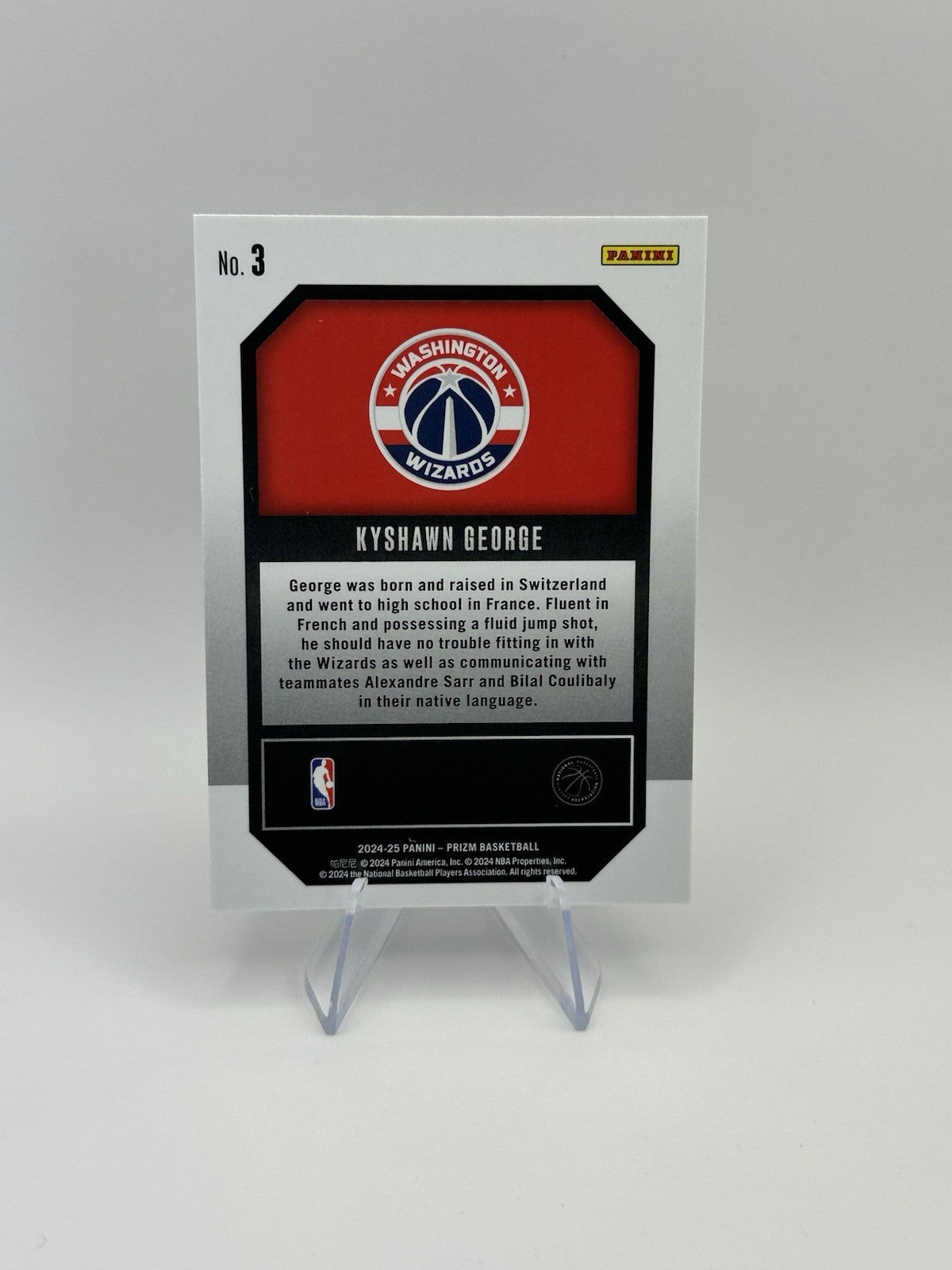 2024-25 Panini Prizm Kyshawn George #3 Emergent RC Washington Wizards NBA Card