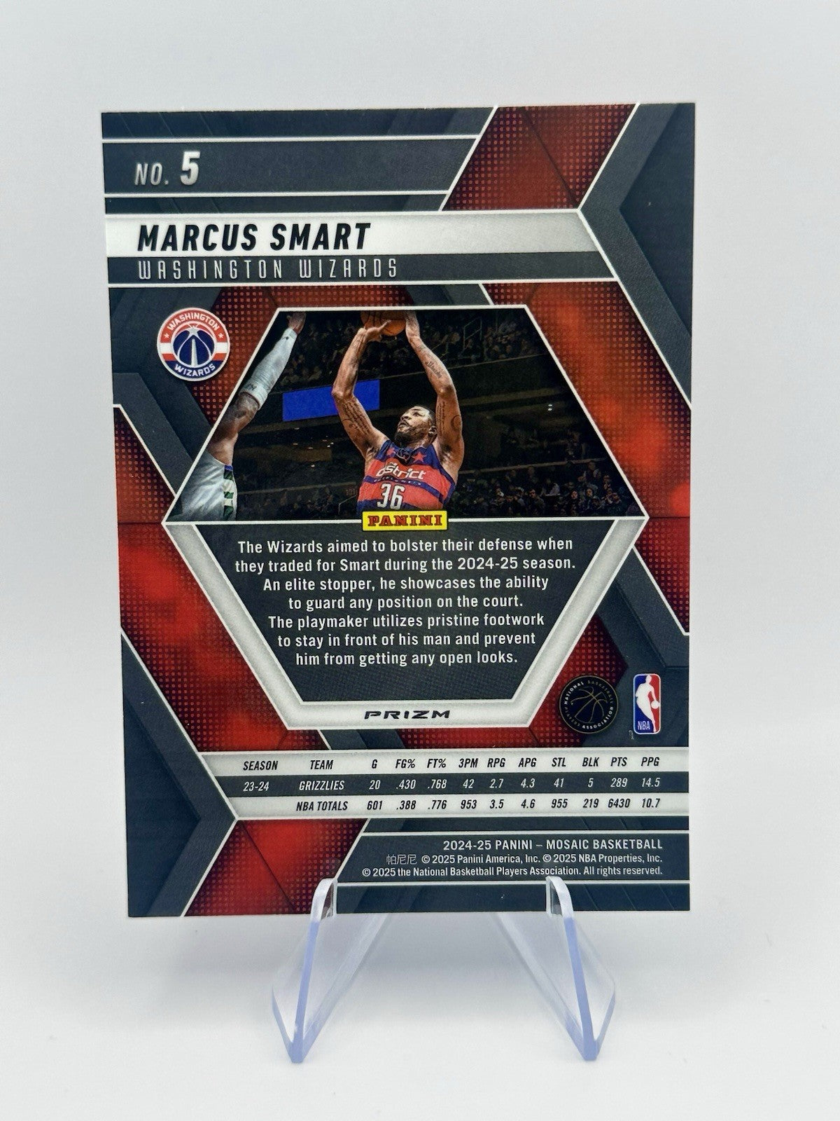 2024-25 Panini Mosaic Marcus Smart Blue Mosaic Prizm Washington Wizards #5