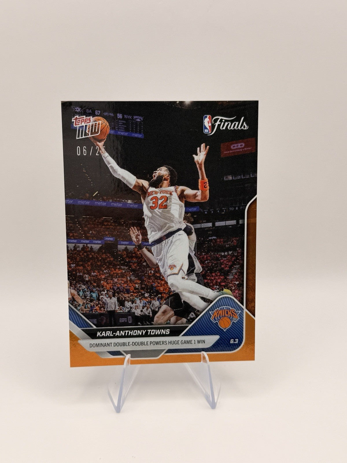 2025-26 Topps NOW Karl-Anthony Towns #327 Orange /25 Knicks NBA Champs
