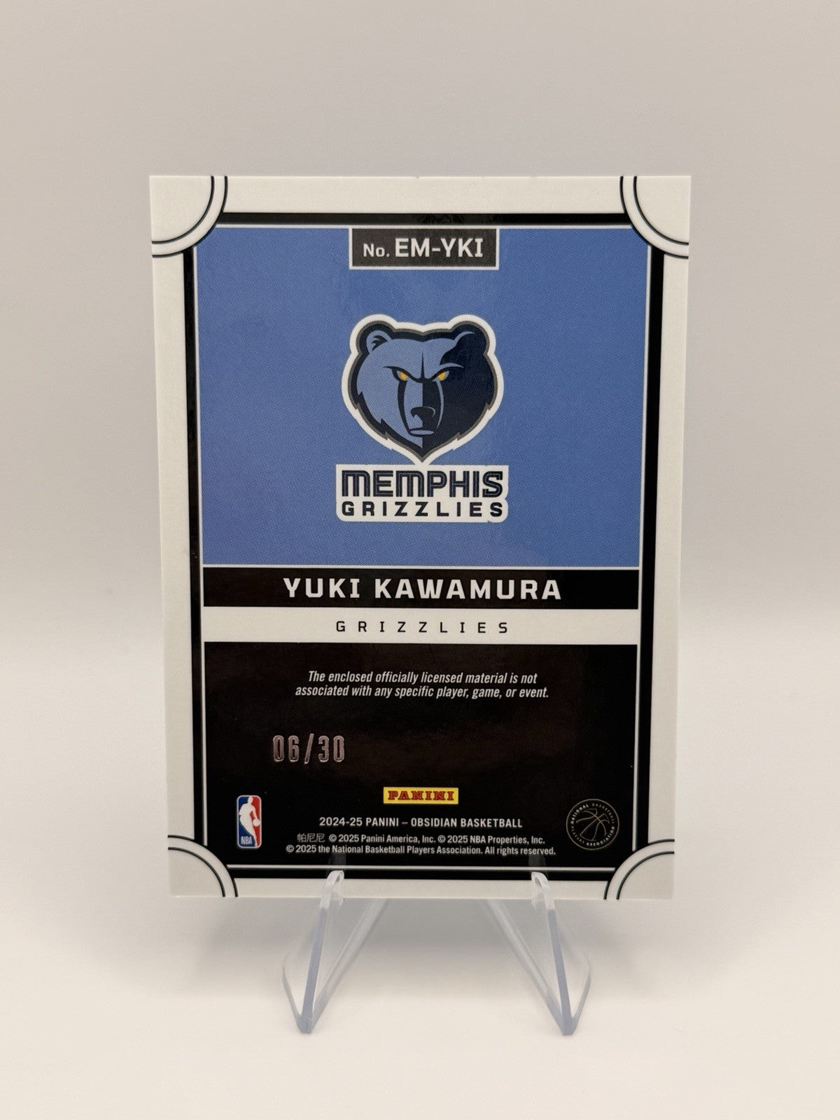 Yuki Kawamura Eclipse Memorabilia Blue RC Patch /30 2024-25 Obsidian EM-YKI