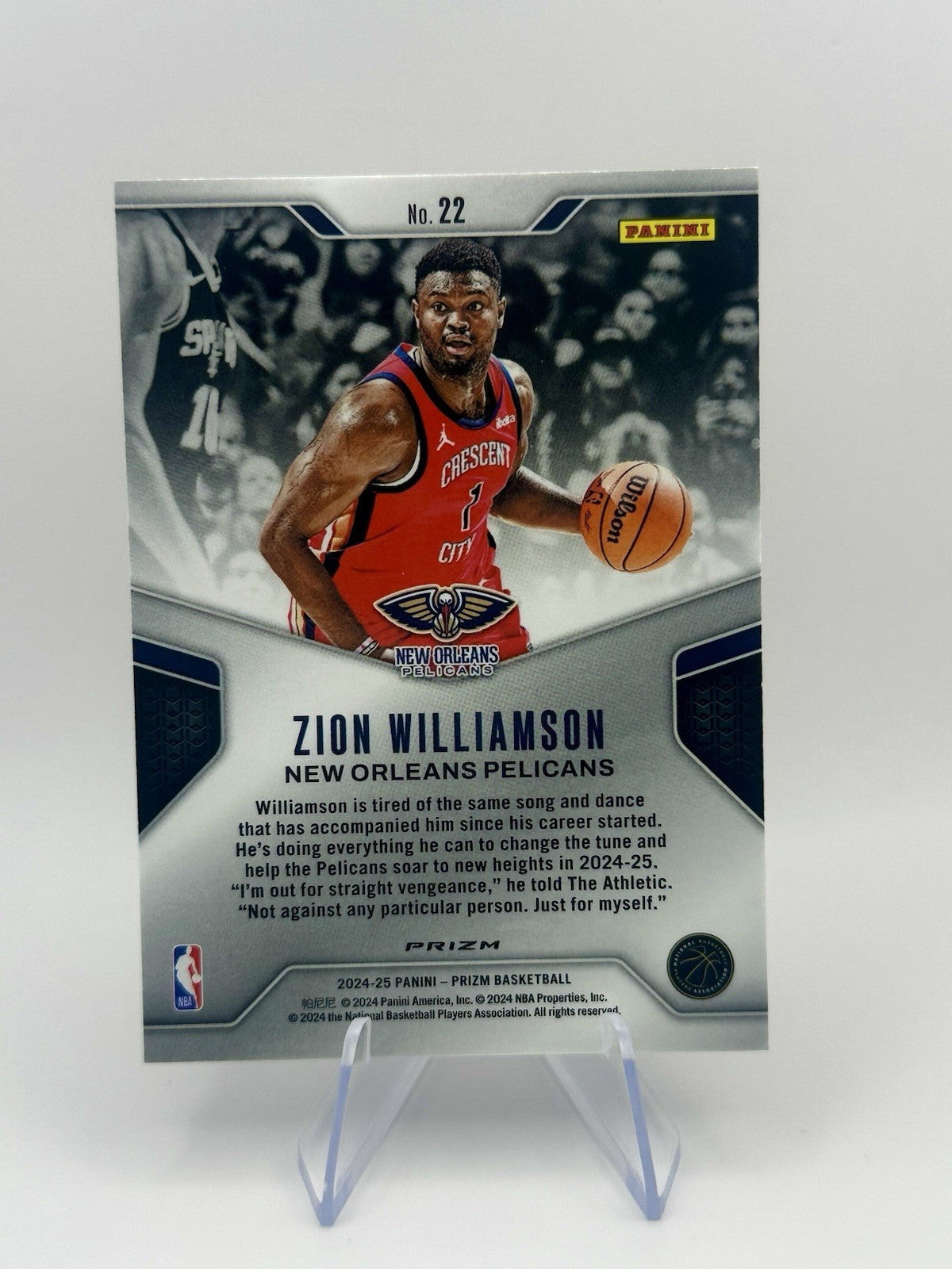 2024-25 Panini Prizm Zion Williamson Dominance Silver #22 New Orleans NBA Card