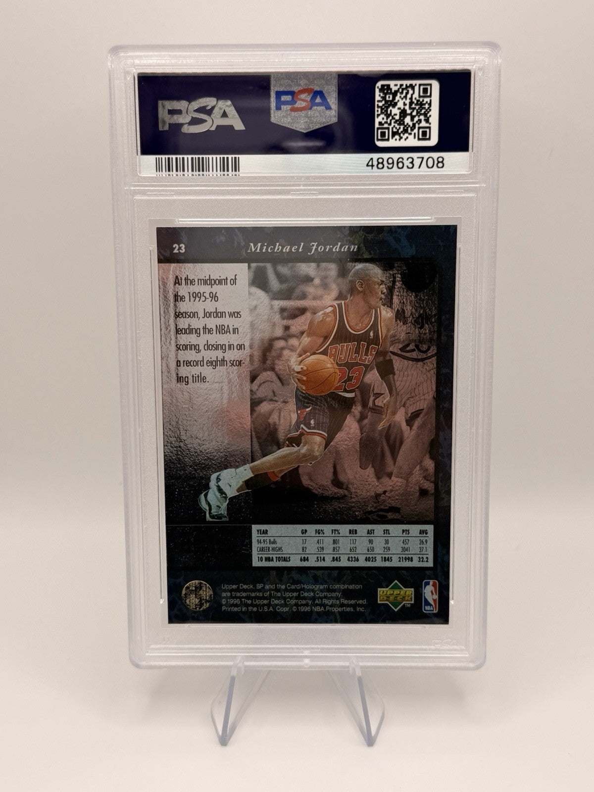 Michael Jordan 1995 SP #23 PSA 8 NM-MT Chicago Bulls HOF Upper Deck