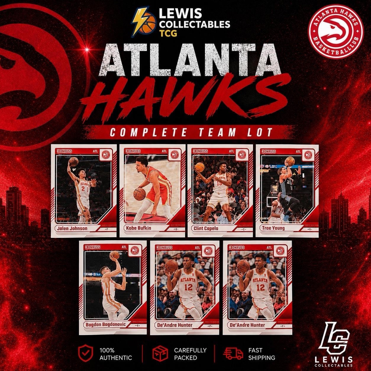 2024-25 Donruss Atlanta Hawks Team Lot Young Johnson Capela Hunter Bufkin