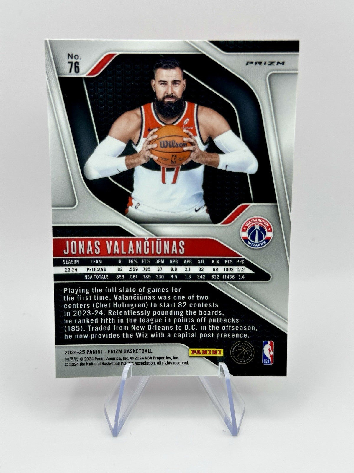 2024-25 Panini Prizm Prizm Jonas Valanciunas Red Prizm Wizards #76 NBA Card