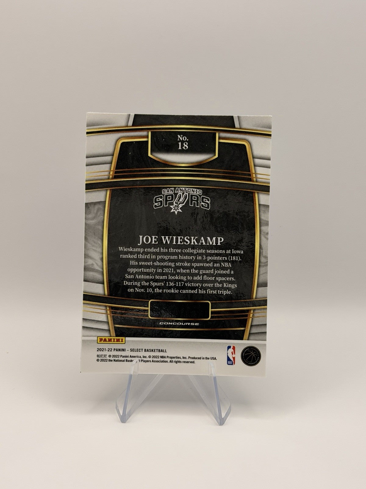 2021-22 Panini Select - Concourse Joe Wieskamp #18 (RC) NBA Card