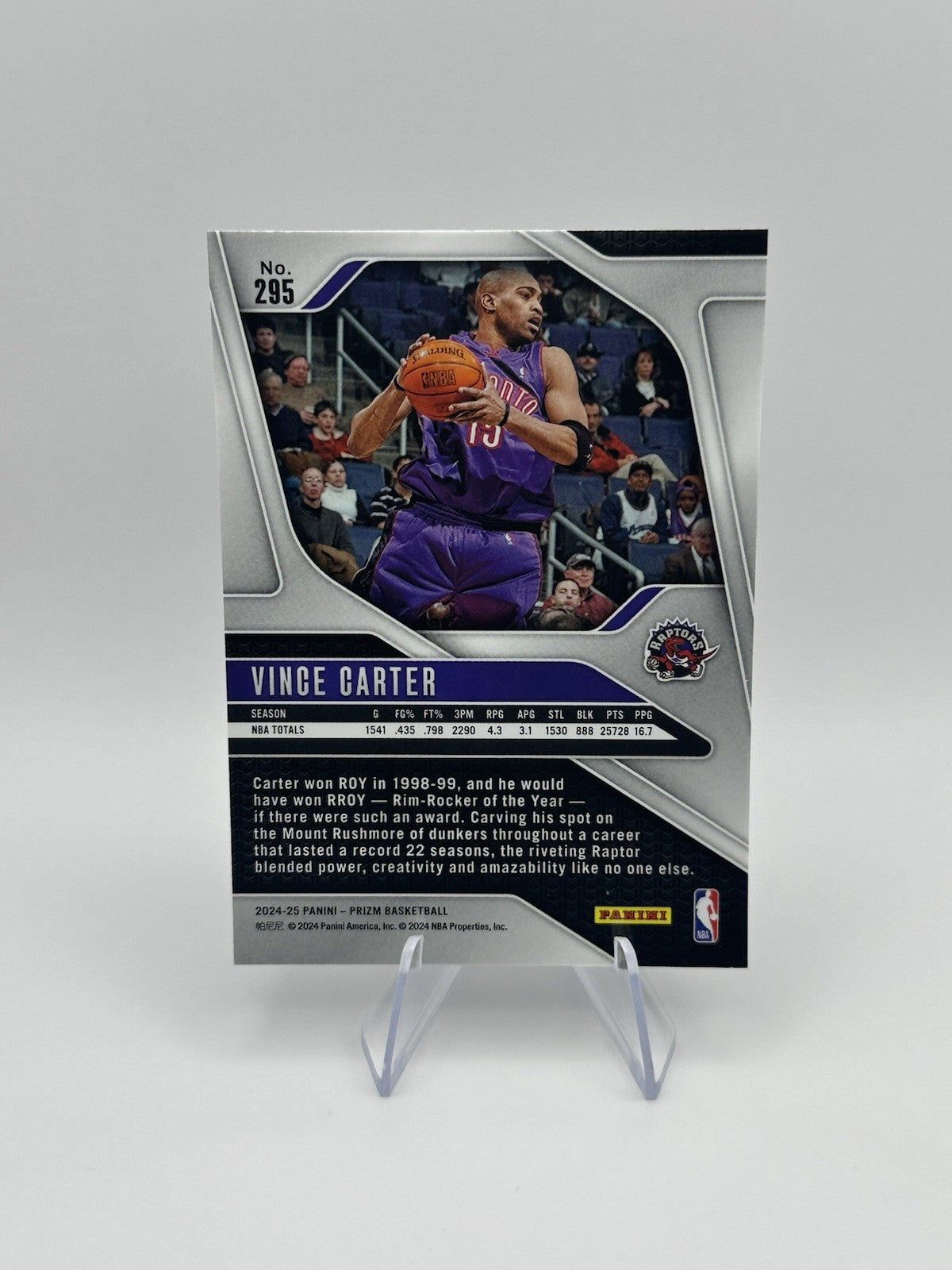 2024-25 Panini Prizm Vince Carter #295 Toronto Raptors Legends NBA Card