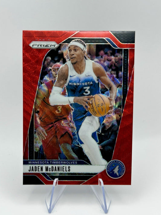 2024-25 Panini Prizm Prizm Jaden McDaniels Red Prizm Timberwolves #175 NBA Card