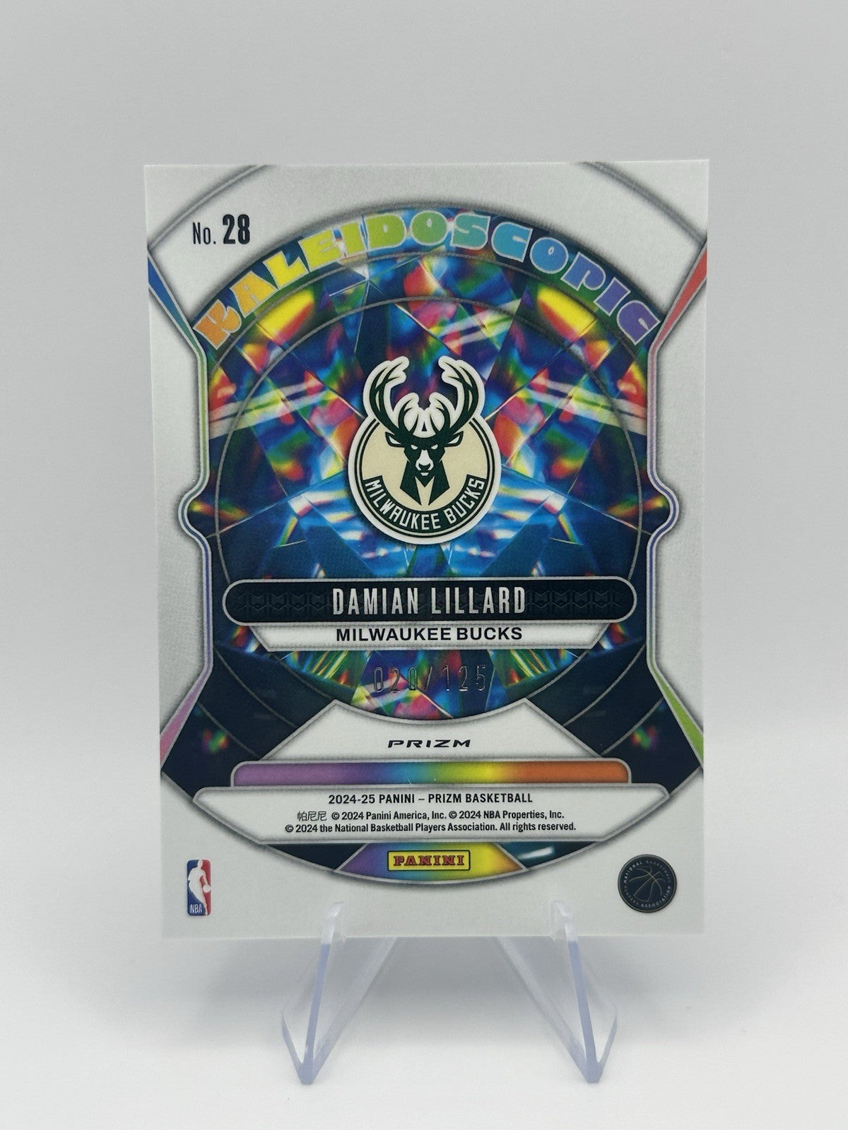 2024-25 Panini Prizm Black Kaleidoscopic Damian Lillard #16 Blue Ice/125