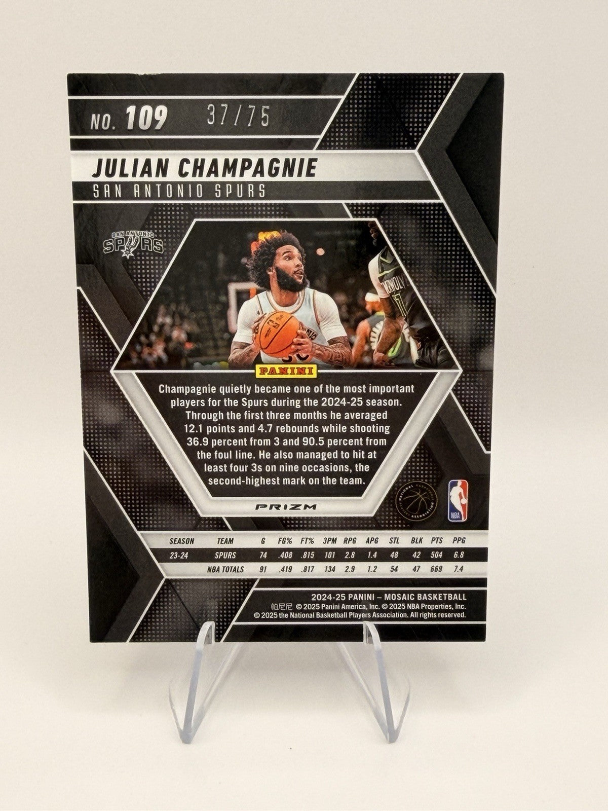 2024-25 Panini Mosaic Julian Champagnie Orange Mosaic /75 Spurs #109