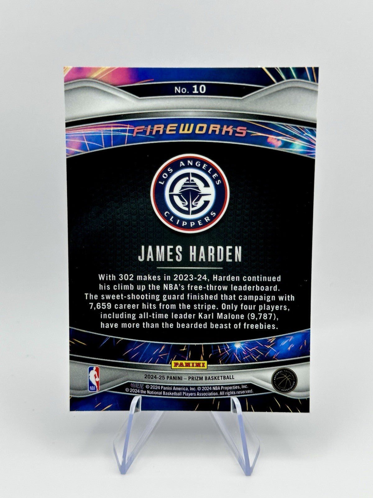 2024-25 Panini Prizm Prizm James Harden Fireworks Insert Clippers #10 NBA Card