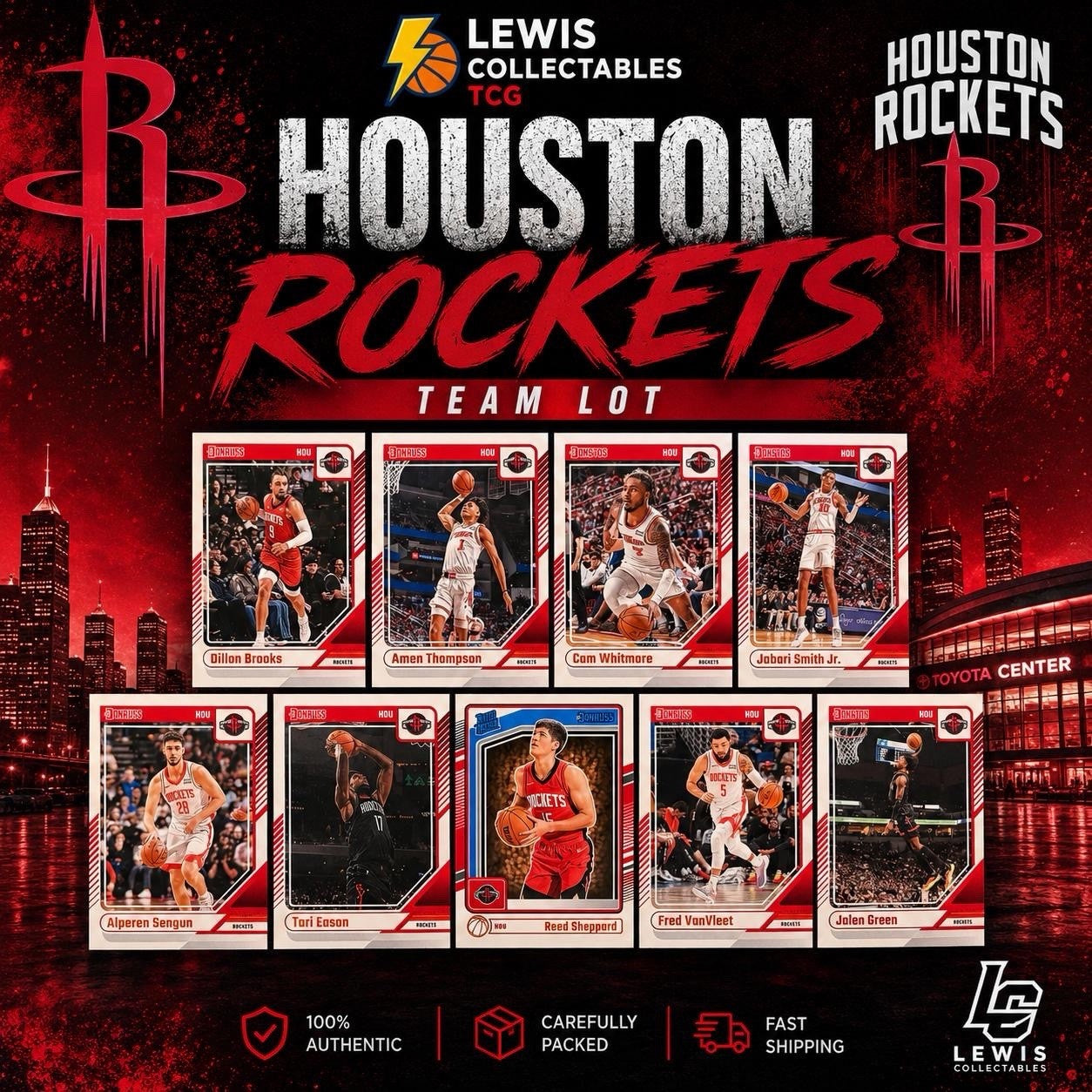 2024-25 Donruss Houston Rockets Team Lot Reed Sheppard Amen Thompson Sengun