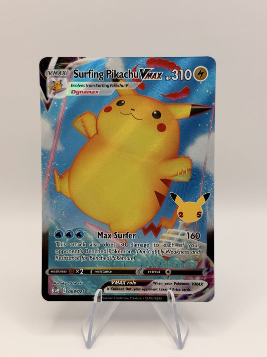 2021 Pokemon Celebrations Surfing Pikachu VMAX NM 009/025 25th Anniversary