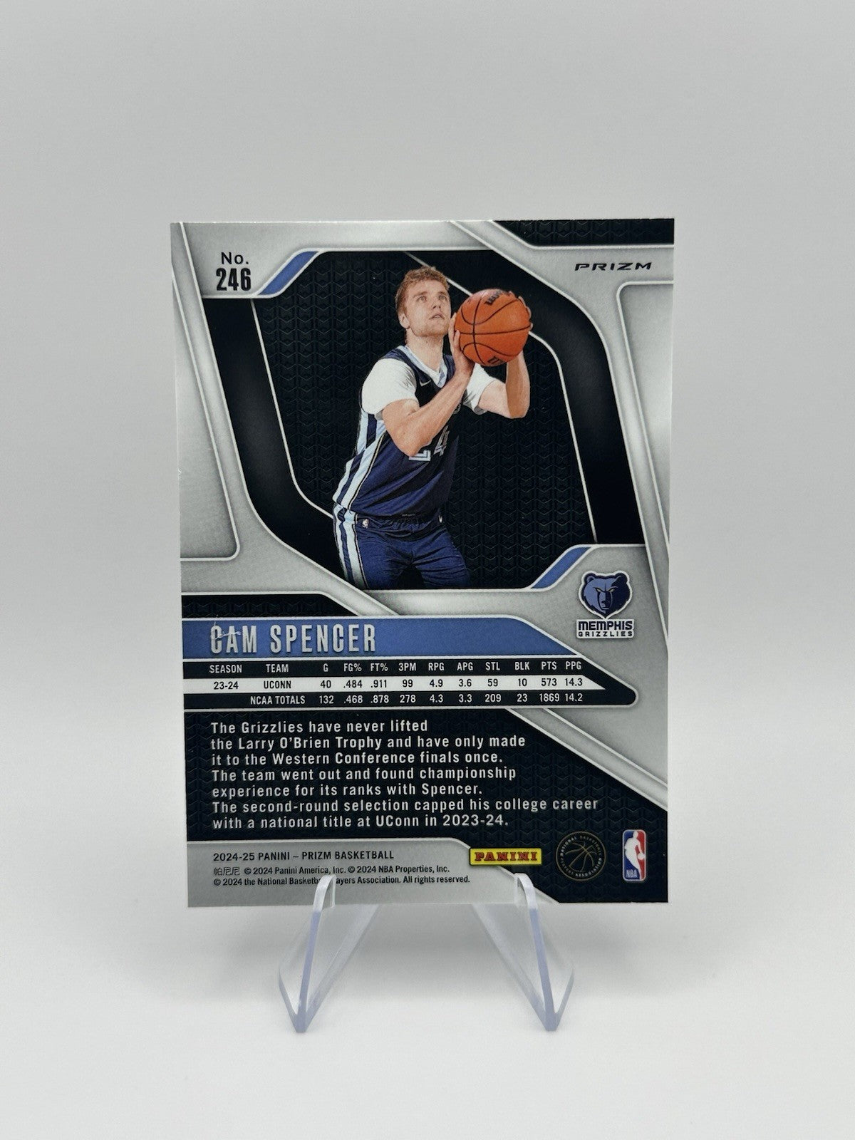 2024-25 Panini Prizm Cam Spencer RC #246 Memphis Grizzlies Silver NBA Card