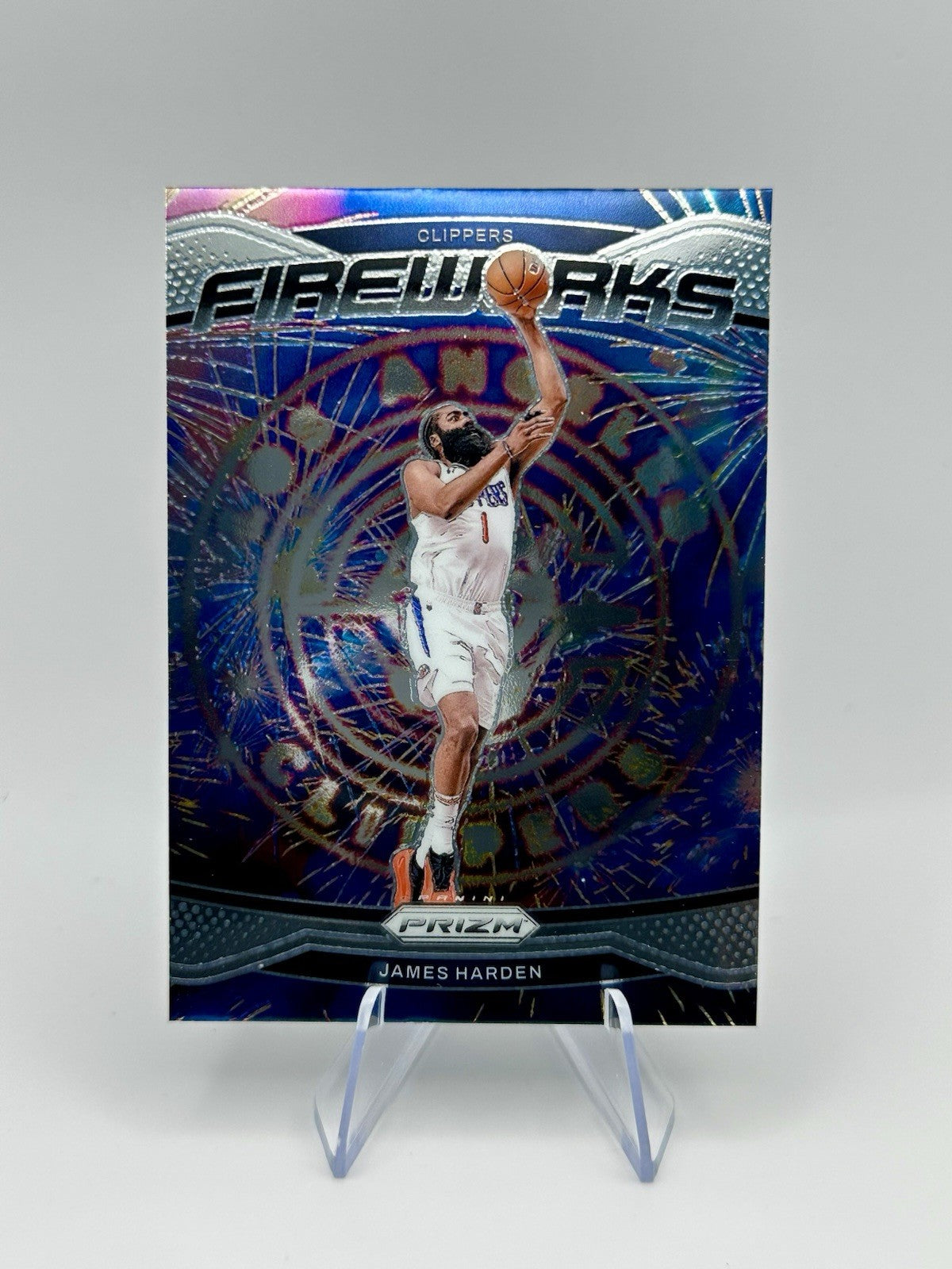 2024-25 Panini Prizm Prizm James Harden Fireworks Insert Clippers #10 NBA Card