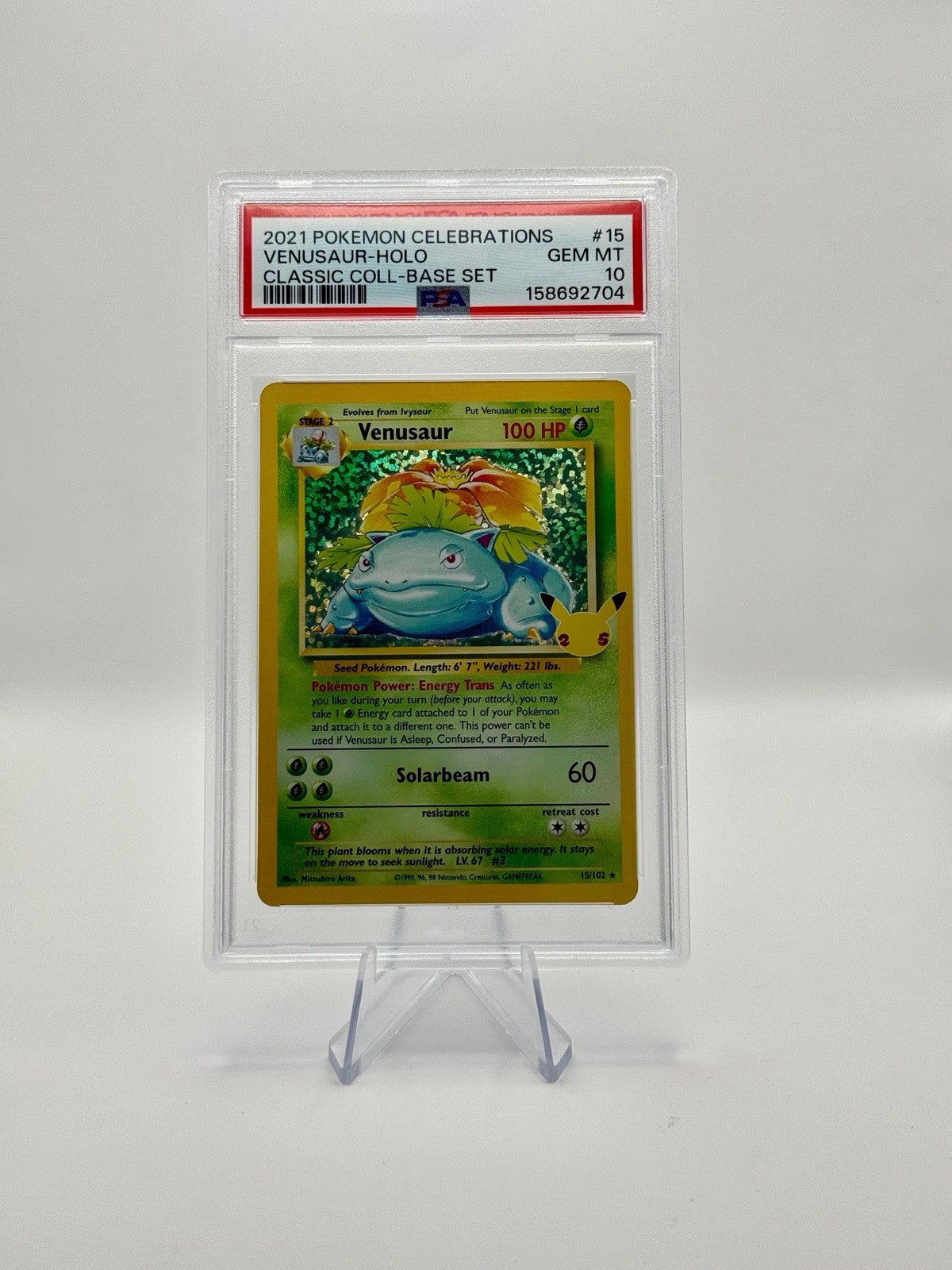 PSA 10 Venusaur Holo #15 Pokémon Celebrations Classic Collection Base Set