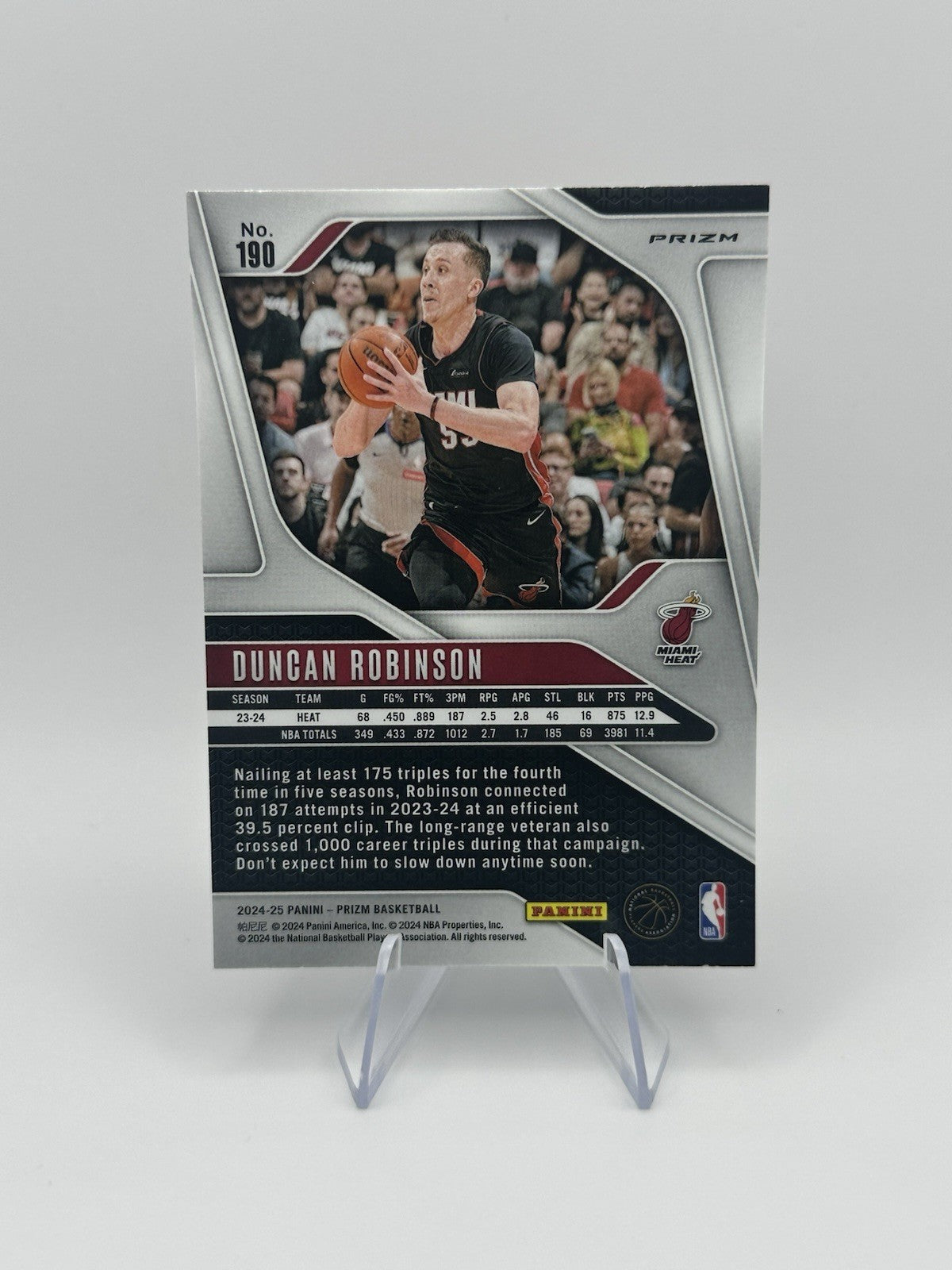 2024-25 Panini Prizm Silver Prizm Miami Heat #190 Duncan Robinson NBA Card