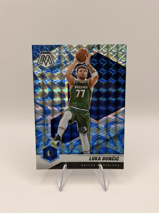 2020-21 Panini Mosaic Luka Doncic Blue Mosaic Prizm #47 Dallas Mavericks