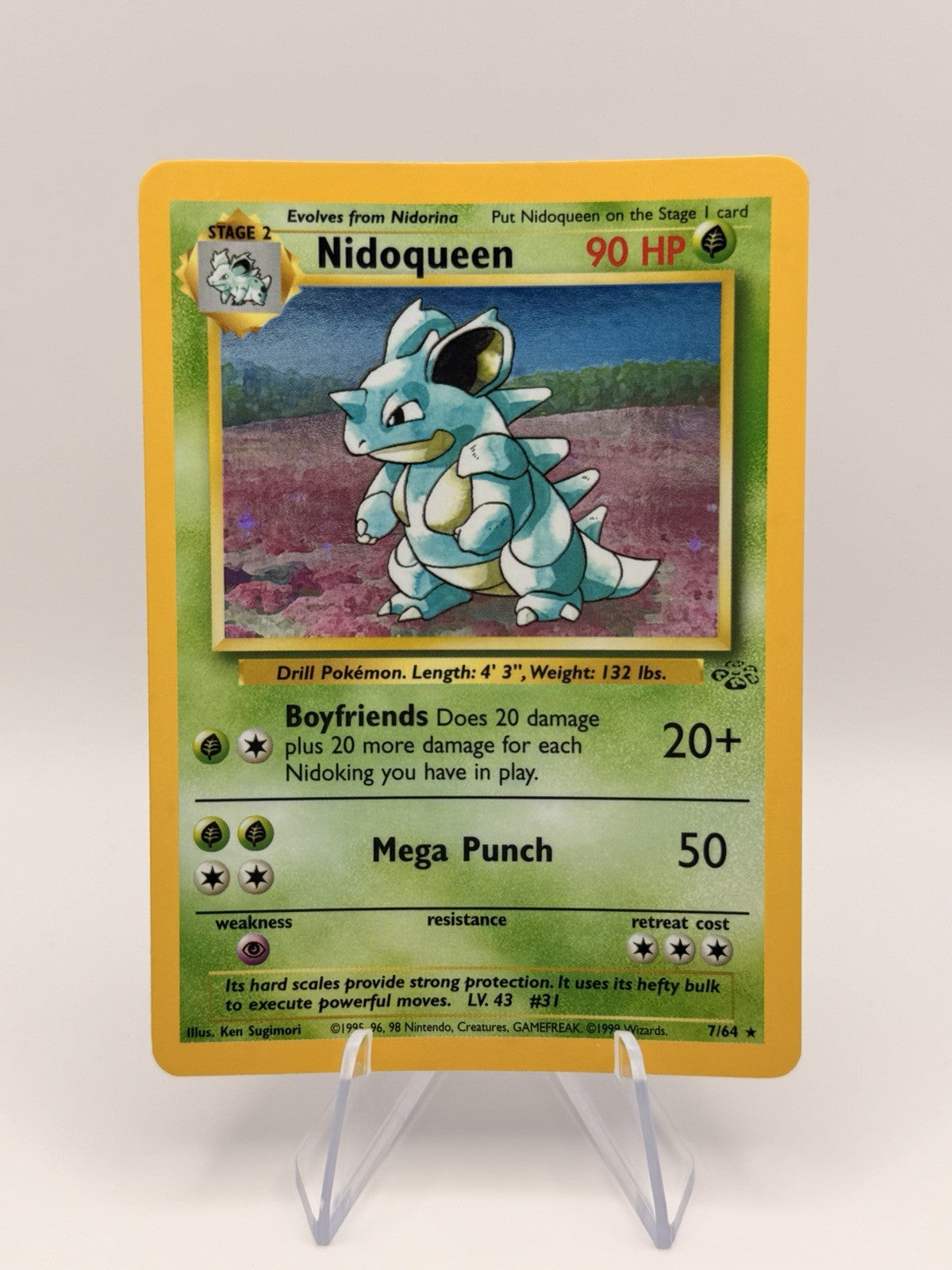 Nidoqueen Holo Rare 7/64 Jungle Set WOTC 1999 LP Pokémon TCG Vintage