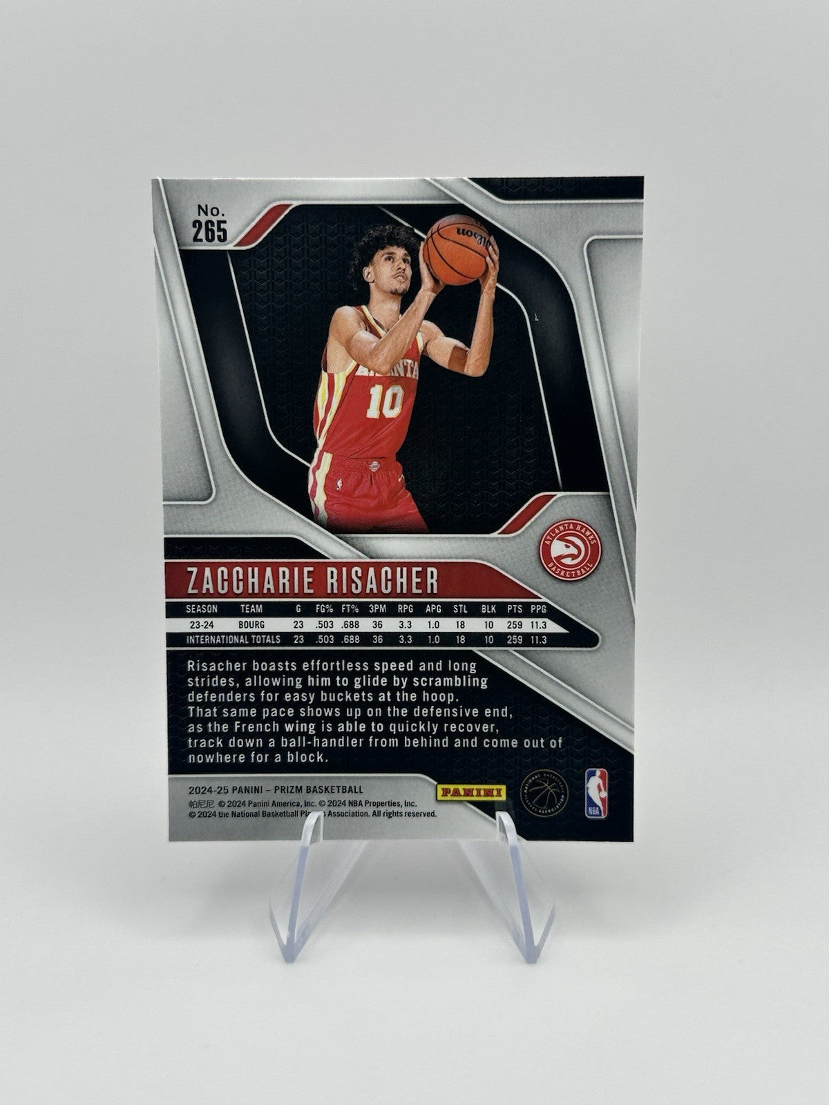 2024-25 Panini Prizm #265 Zaccharie Risacher RC Atlanta Hawks NBA Card