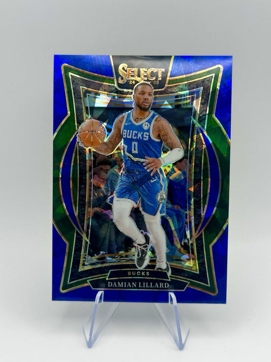 Damian Lillard Blue Cracked Ice Prizm Concourse #55 Milwaukee Bucks Select