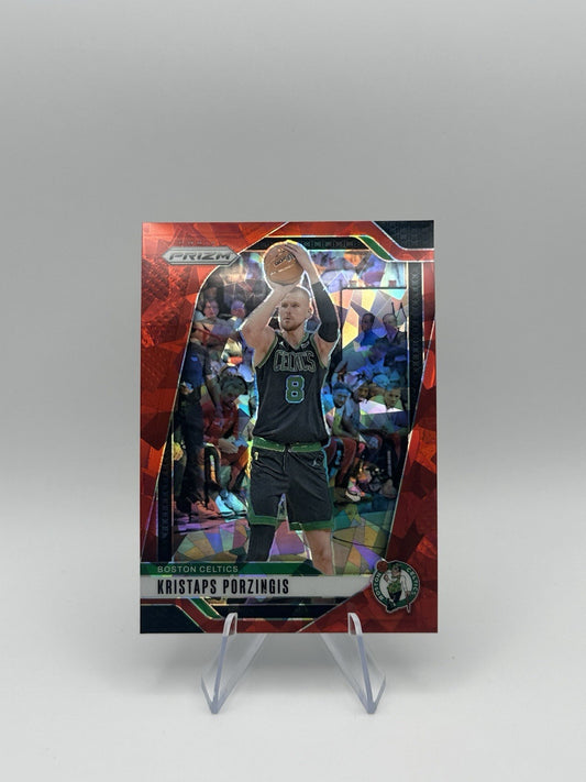 2024-25 Panini Prizm Red Cracked Ice Boston Celtics #114 Kristaps Porzingis