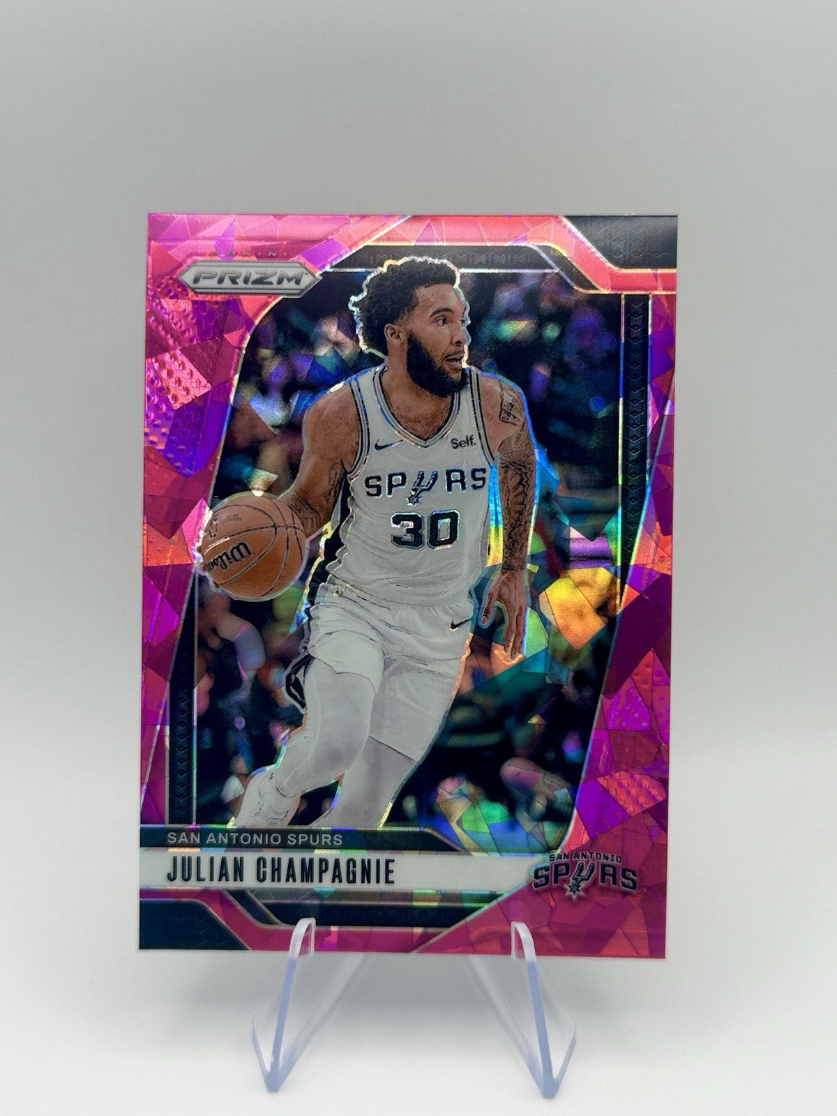 2024-25 Panini Prizm Pink Ice Julian Champagnie #158 San Antonio Spurs NBA Card