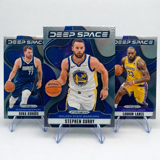 2024-25 Panini Prizm Prizm Deep Space Curry Doncic LeBron 3 Card Lot NBA Card