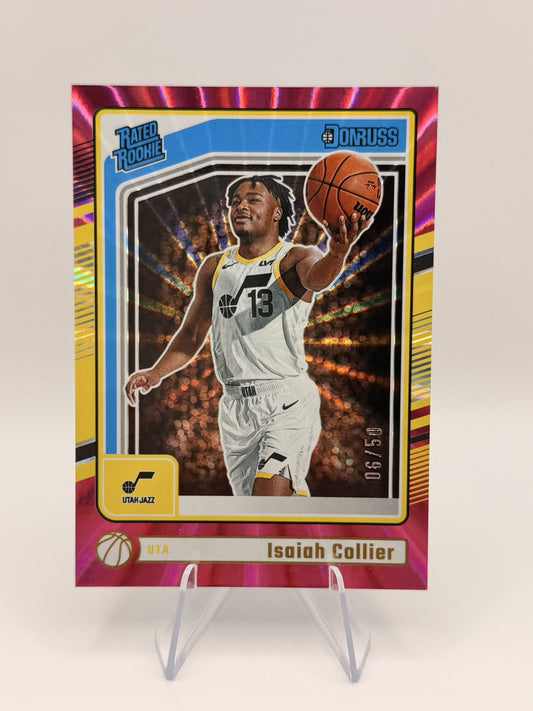 2024-25 Donruss Isaiah Collier Rated Rookie Pink Laser/90 #237 RC Jazz NM