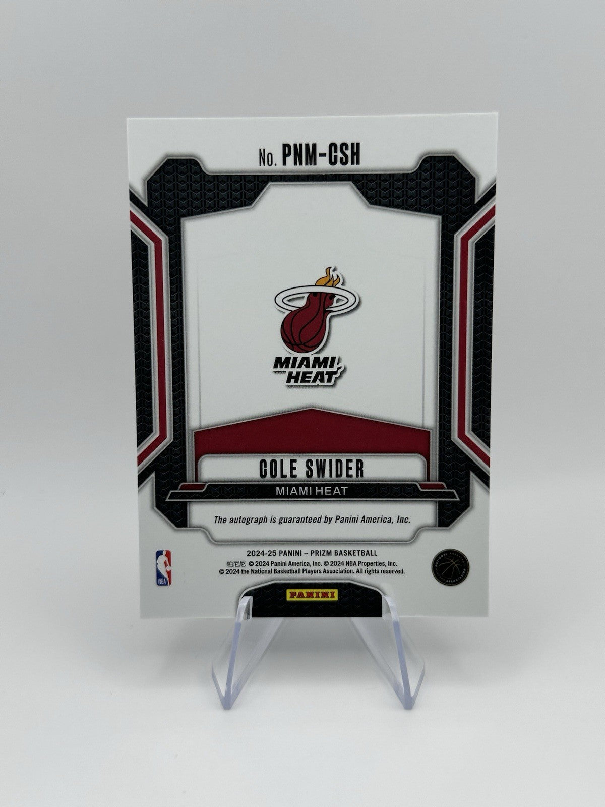 2024-25 Panini Prizm Cole Swider Penmanship Auto PNM-CSH Miami Heat NBA Card