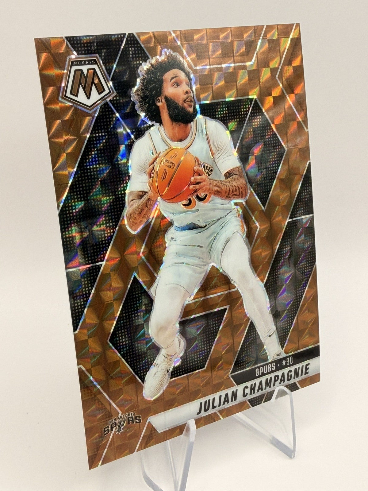 2024-25 Panini Mosaic Julian Champagnie Mosaic/75 San Antonio Spurs NBA Card