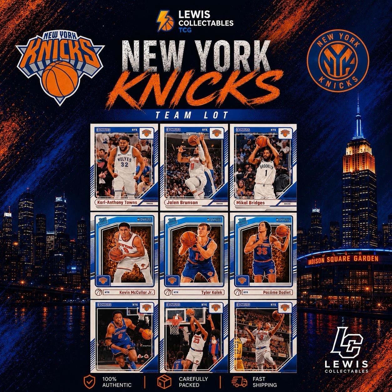 2024-25 Donruss New York Knicks Team Lot Brunson Towns Bridges Rookies NBA Card