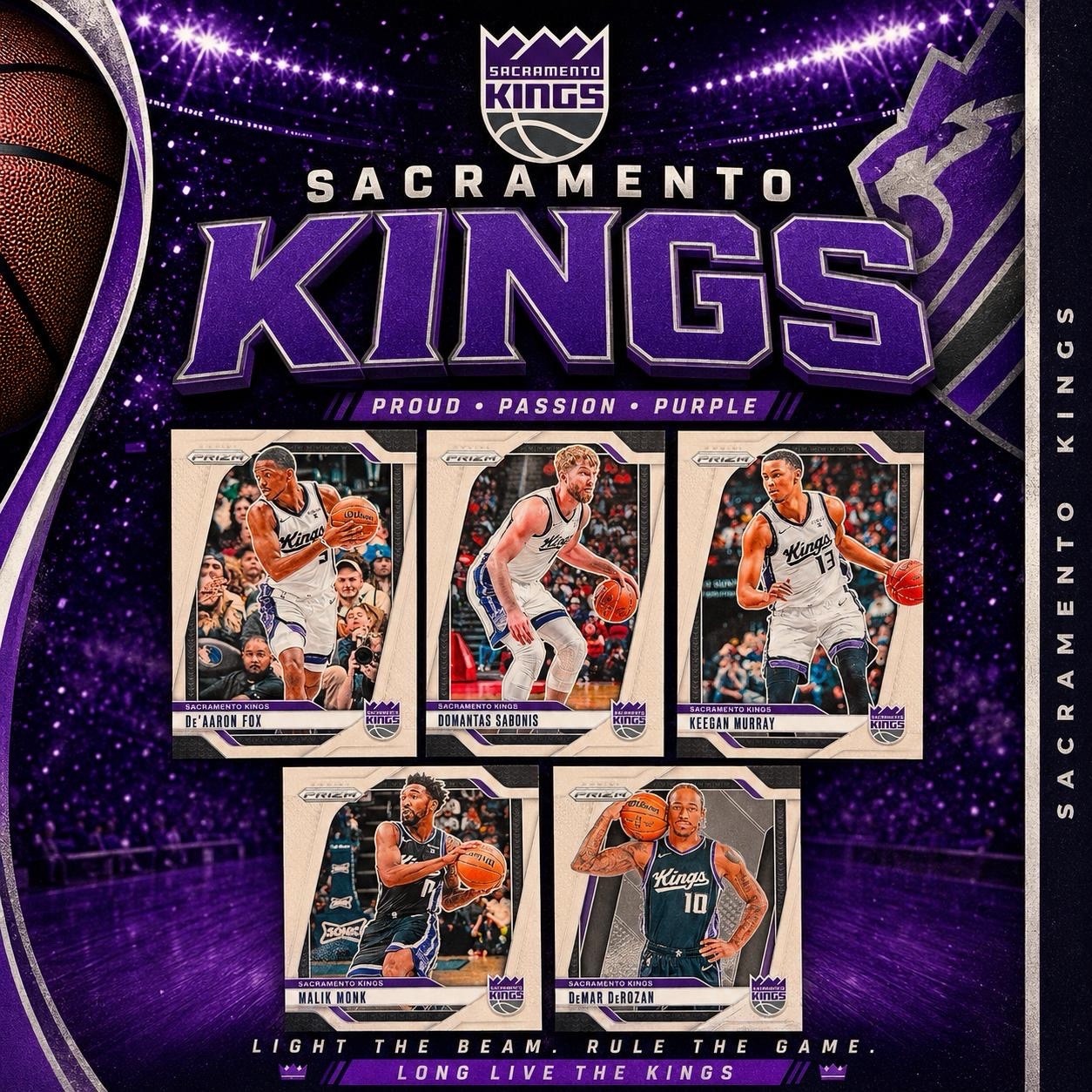 2024-25 Panini Prizm Sacramento Kings Team Lot Fox Sabonis DeRozan NBA Card