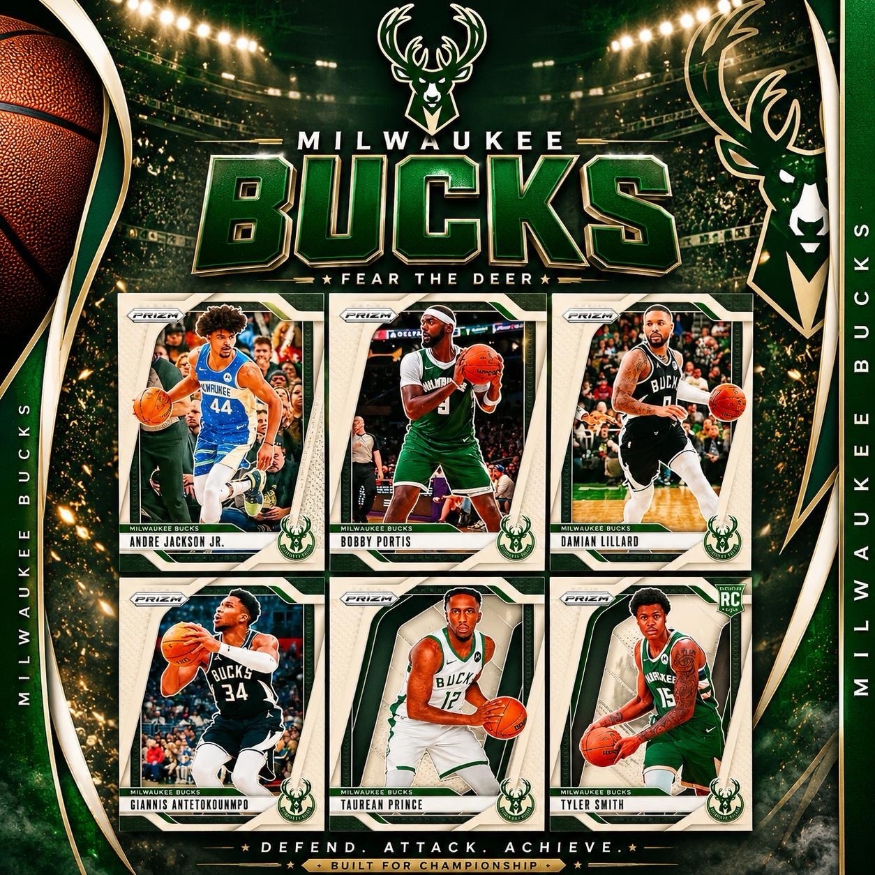 Milwaukee Bucks Team Lot Panini Prizm Cards Giannis Lillard RC NM NBA Card