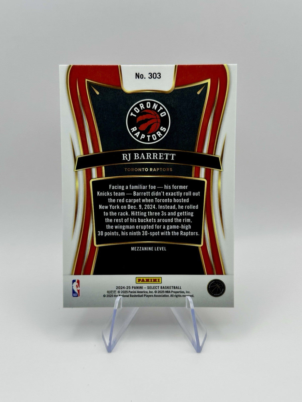 2024-25 -Select Basketball RJ Barrett Mezzanine Level #303 Toronto Raptors