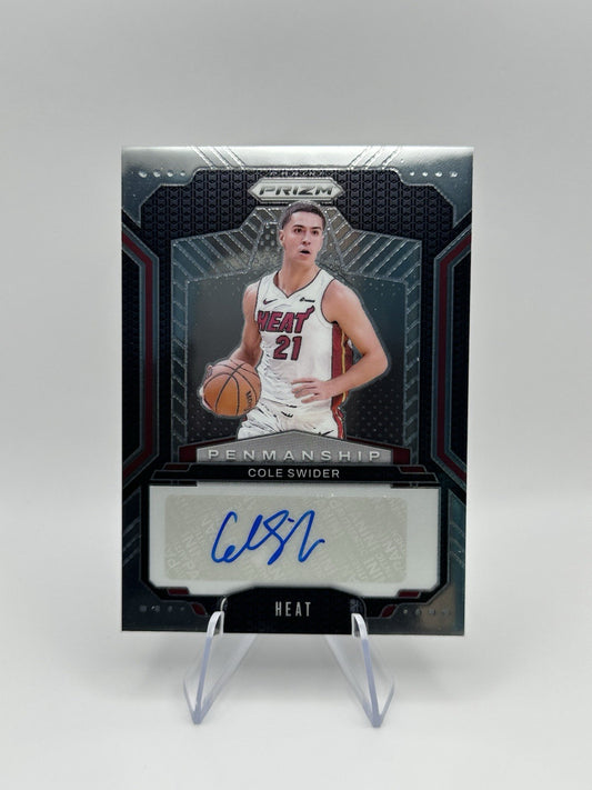 2024-25 Panini Prizm Cole Swider Penmanship Auto PNM-CSH Miami Heat NBA Card