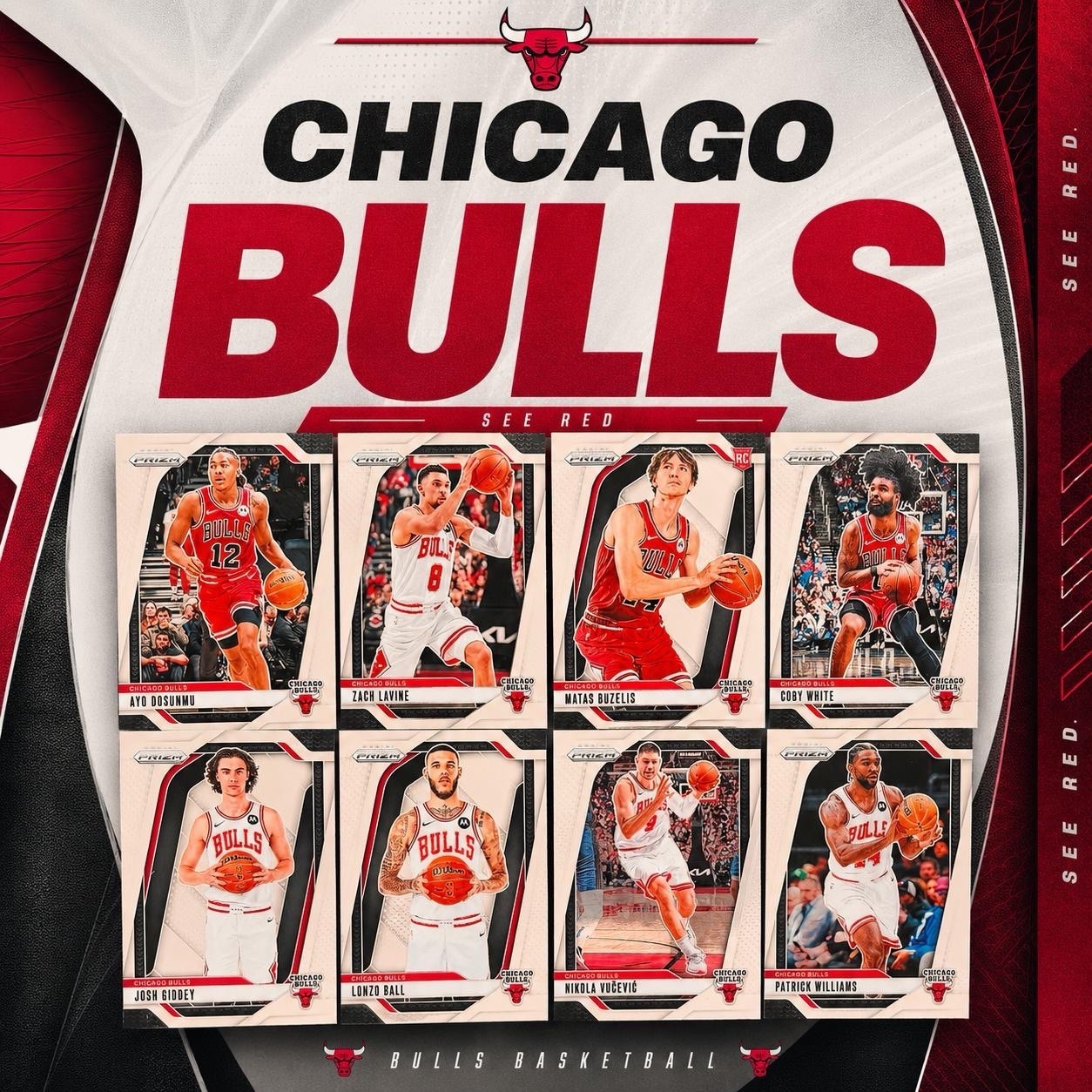 Chicago Bulls Team Lot Panini Prizm Cards Josh Giddey Coby White Rookie +