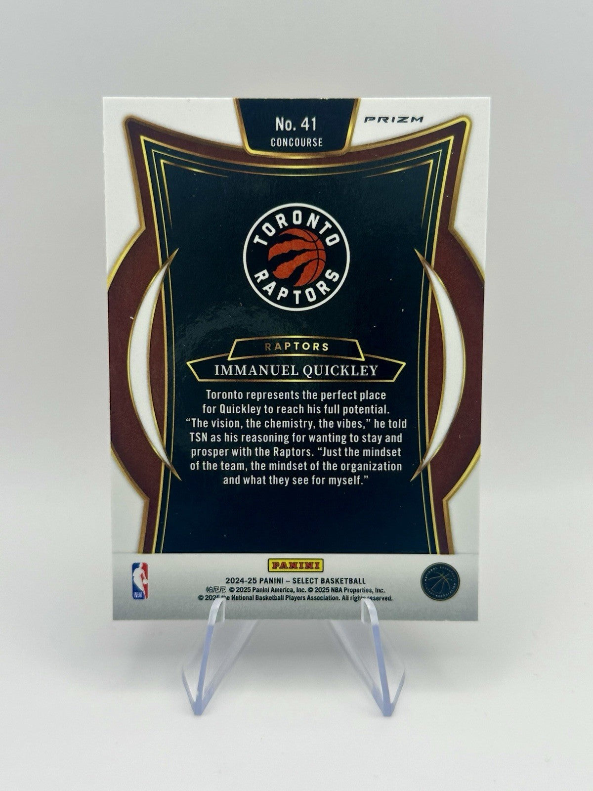 2024-25 Select Immanuel Quickley Green White Red Tri-Color Prizm Toronto Rap