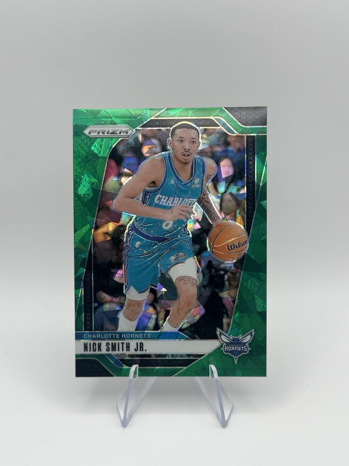 2024-25 Panini Prizm Green Ice Prizm #185 Nick Smith Jr Charlotte Hornets